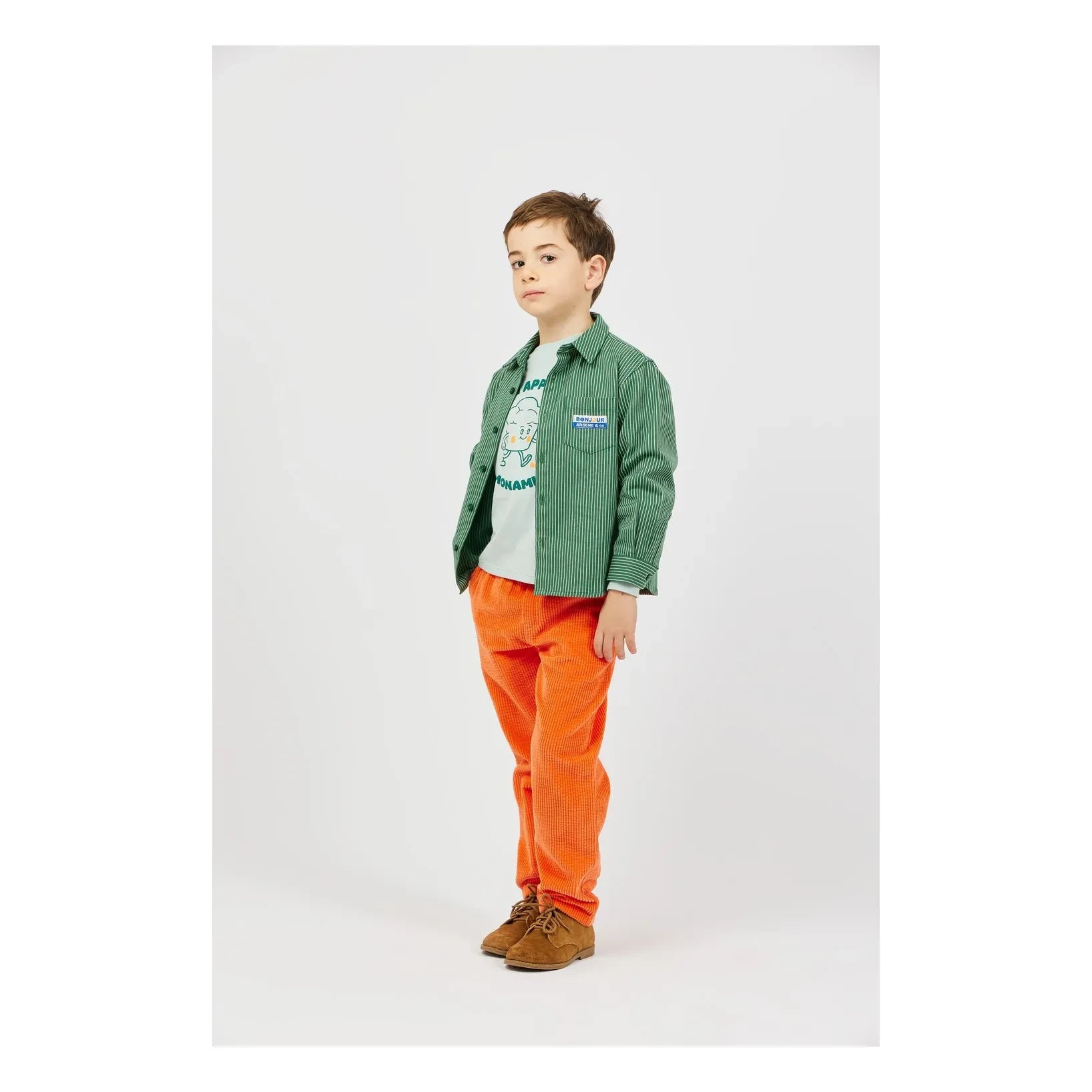 Arsène et Les Pipelettes - Çizgili Denim Gömlek | Yeşil