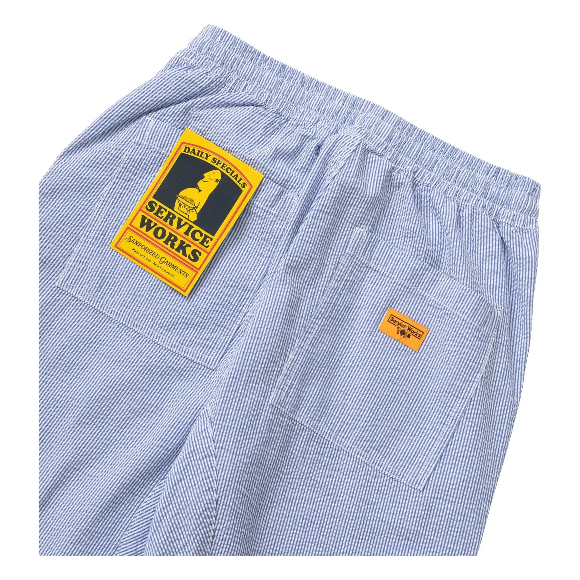 Service Works - Şeftali Çizgili Seersucker Pantolon | Açık Mavi