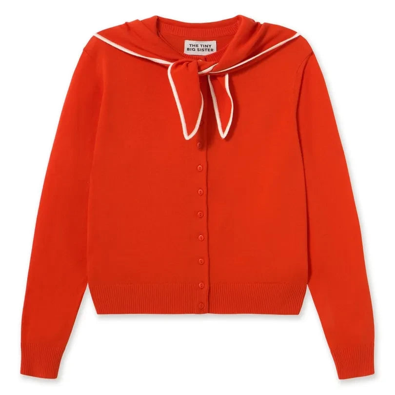The Tiny Big Sister - Lara Yün Atkılı Hırka | Kırmızı