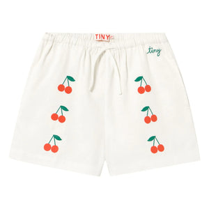 Tinycottons - Kısa Kirazlar Twill | Beyaz