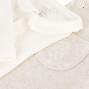 Petit Bateau - Organik pamuk kadife body ve salopet takımı | Bej
