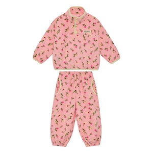 Petit Stella - Çiçek Desenli Polar Takım | Pembe