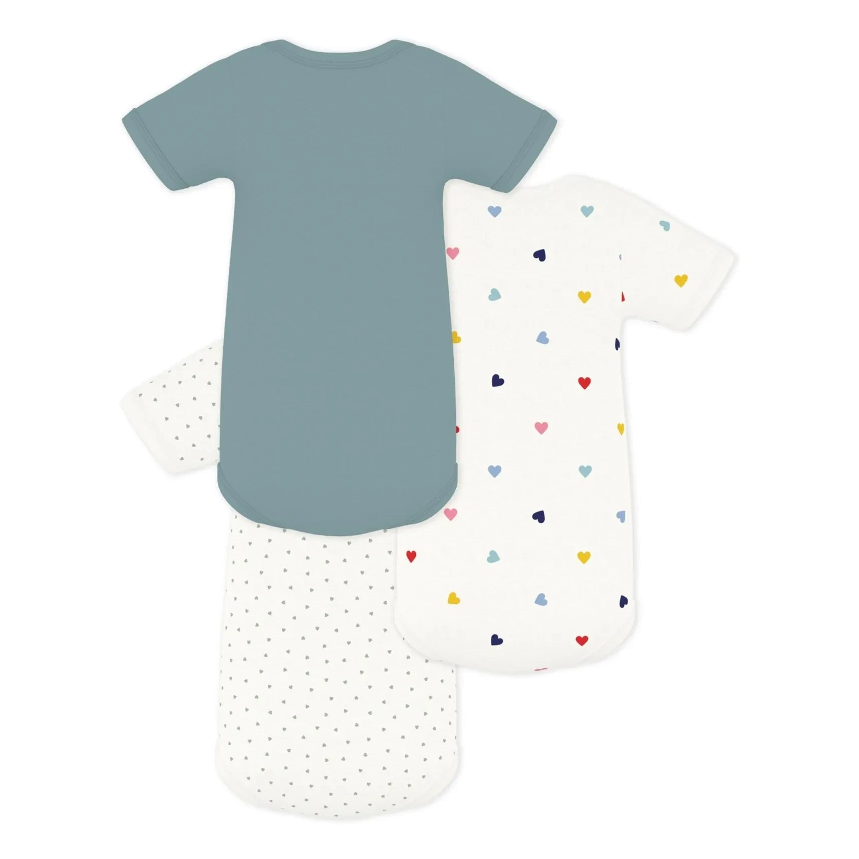 Petit Bateau - 3'lü Organik Pamuk Kalp Body Seti | Mavi