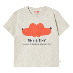 Tinycottons - Tiny & Tiny Dogs Organik Pamuk Tişört | Heather bej