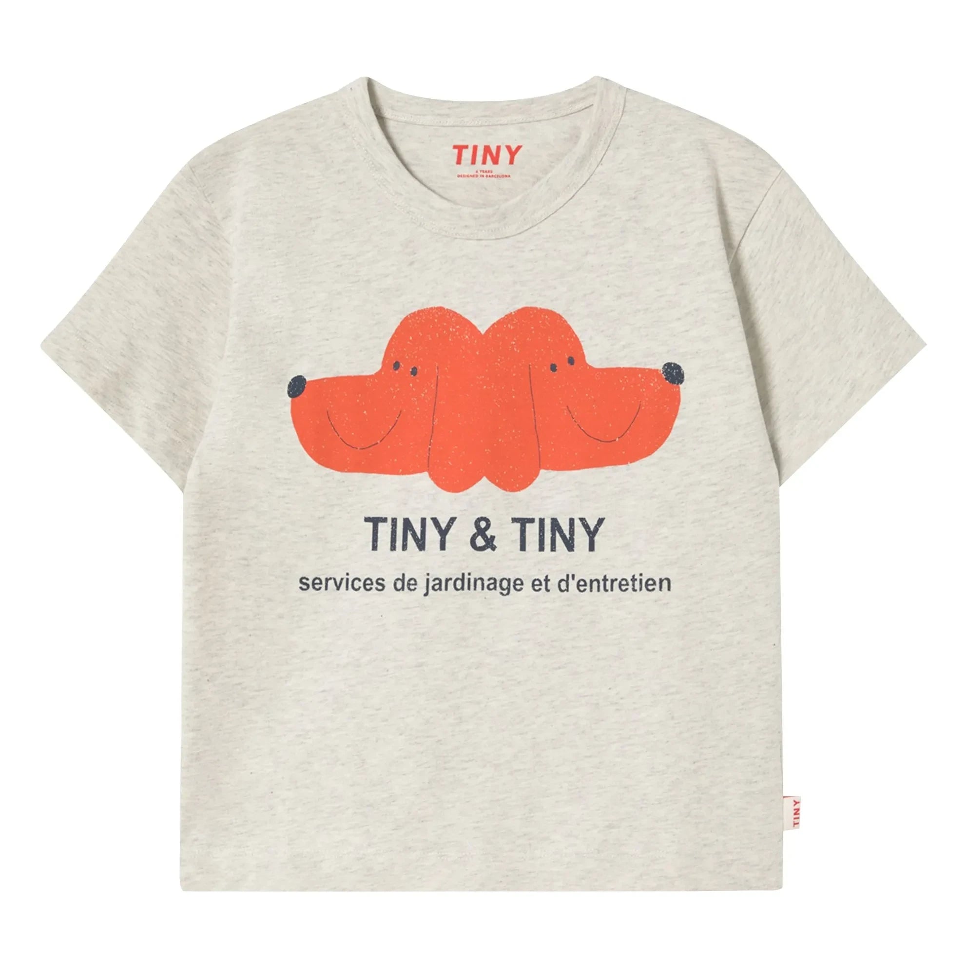 Tinycottons - Tiny & Tiny Dogs Organik Pamuk Tişört | Heather bej