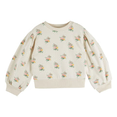 Emile et Ida - Organik pamuk çiçek desenli sweatshirt | Ecru