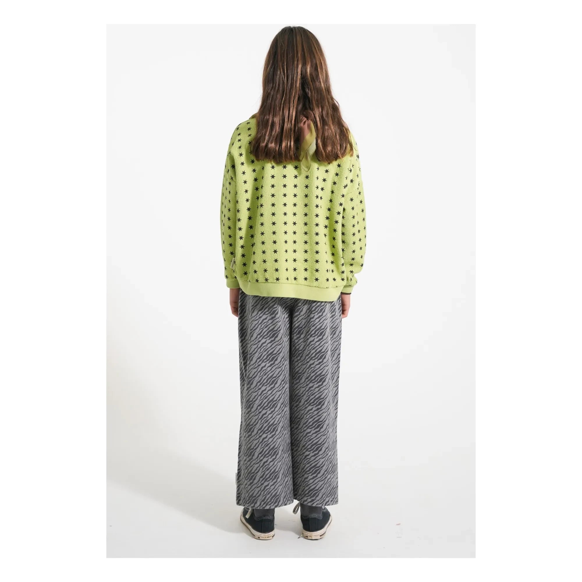 Piupiuchick - Fitilli Yıldız Sweatshirt Organik Pamuk | Yeşil