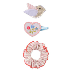Gingersnaps - Laurel saç tokaları ve scrunchie seti | Pembe