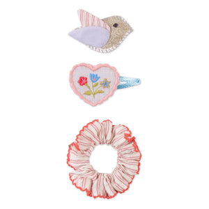 Gingersnaps - Laurel saç tokaları ve scrunchie seti | Pembe