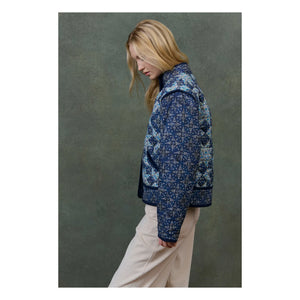 Louise Misha - Omotayo Midnight Star Patchwork Organik Pamuk Ceket - Kadın Koleksiyonu | Mavi