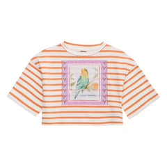 Maison Mangostan - Çizgili Crop Tişört | Turuncu