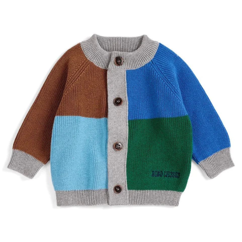 Bobo Choses - Renk Bloklu Organik Pamuklu Hırka | Heather grey