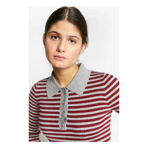 Indee - Çizgili Wallaby Polo Tişört | Bordo