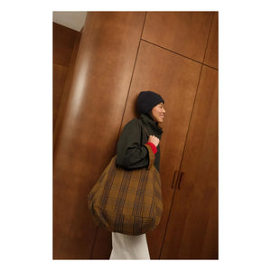 Rose in April - Elisa Tartan tote çanta | Kahverengi