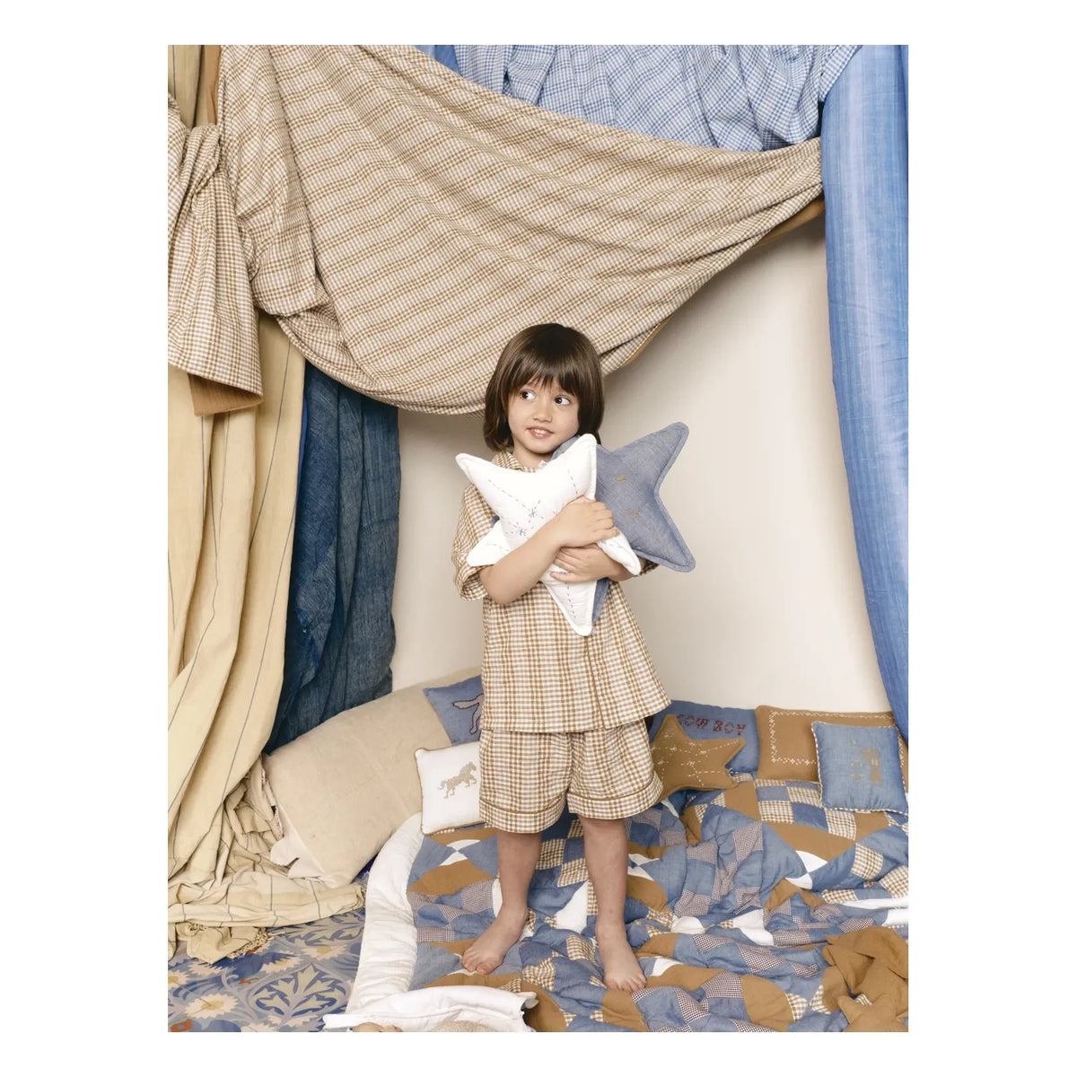 Editions Aimable - Ferdinand yıldız yastık | Mavi Chambray