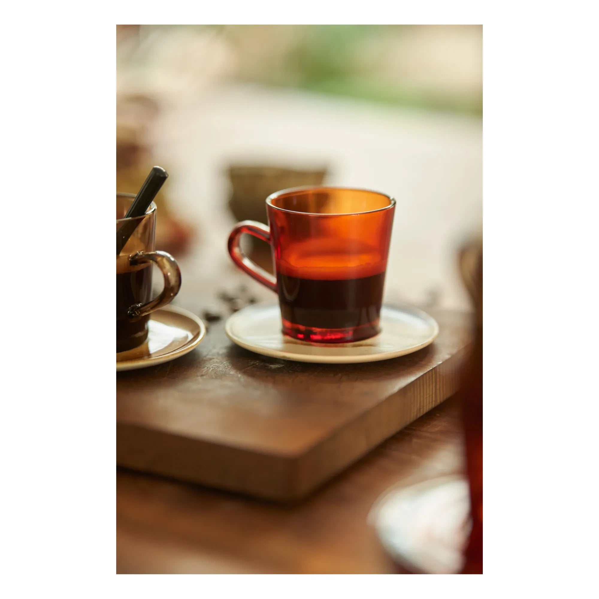 HKliving - 70'ler kahve fincanları - 4'lü Set | Amber