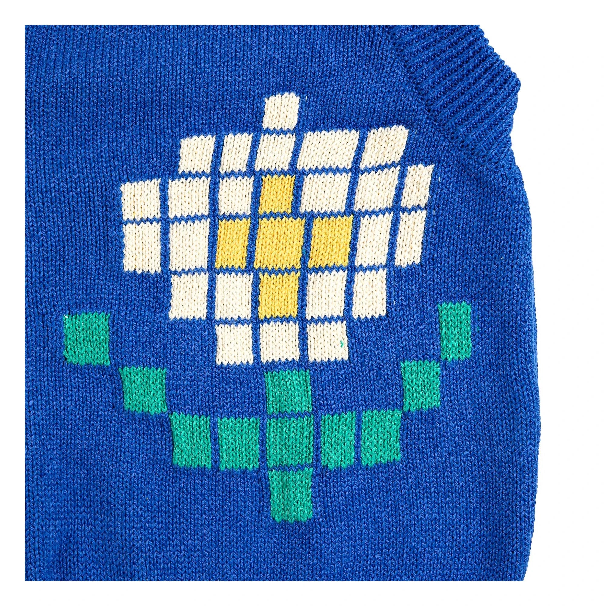 Bobo Choses - Pixel Flower organik pamuklu hırka | Mavi