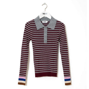 Indee - Çizgili Wallaby Polo Tişört | Bordo