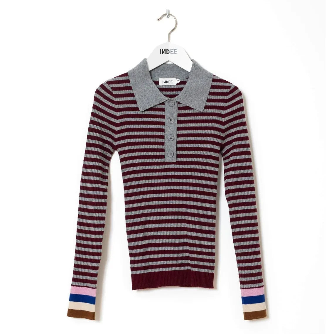 Indee - Çizgili Wallaby Polo Tişört | Bordo
