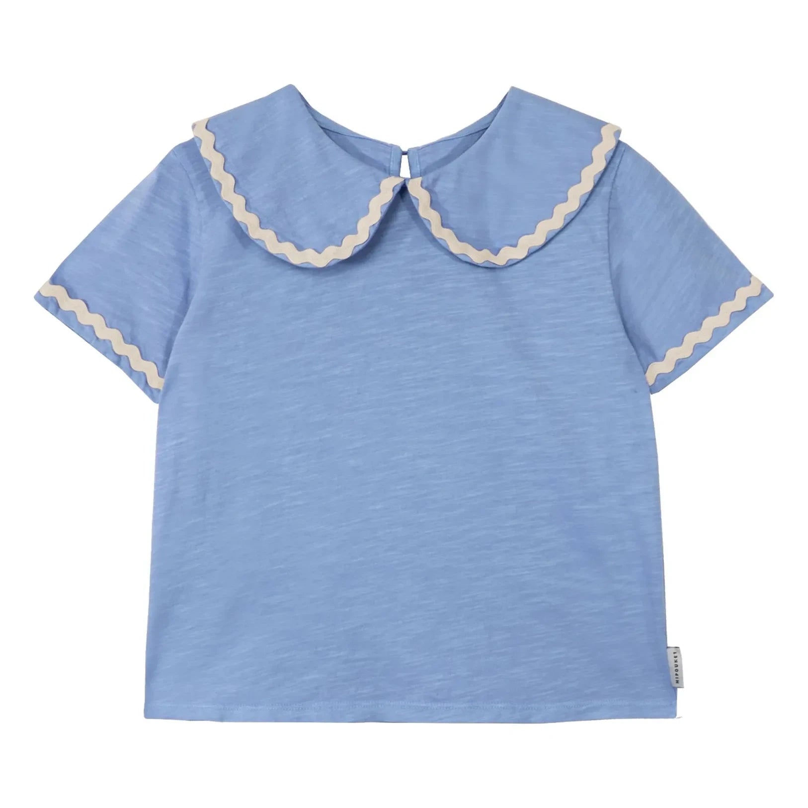 Mipounet - Claudine yakalı Odetta Organik pamuklu T-shirt | Mavi
