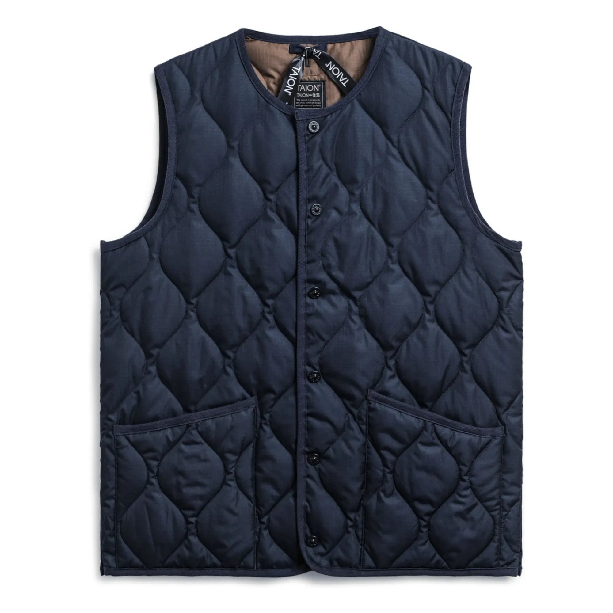 Taion - Unisex Askeri Kolsuz Ceket | Lacivert