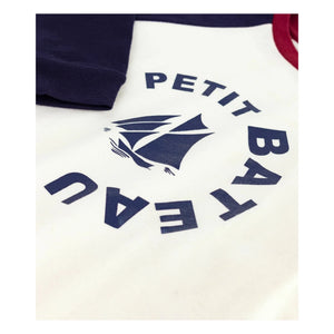 Petit Bateau - Baseball Tişört Petit Bateau Organik Pamuk | Ekru