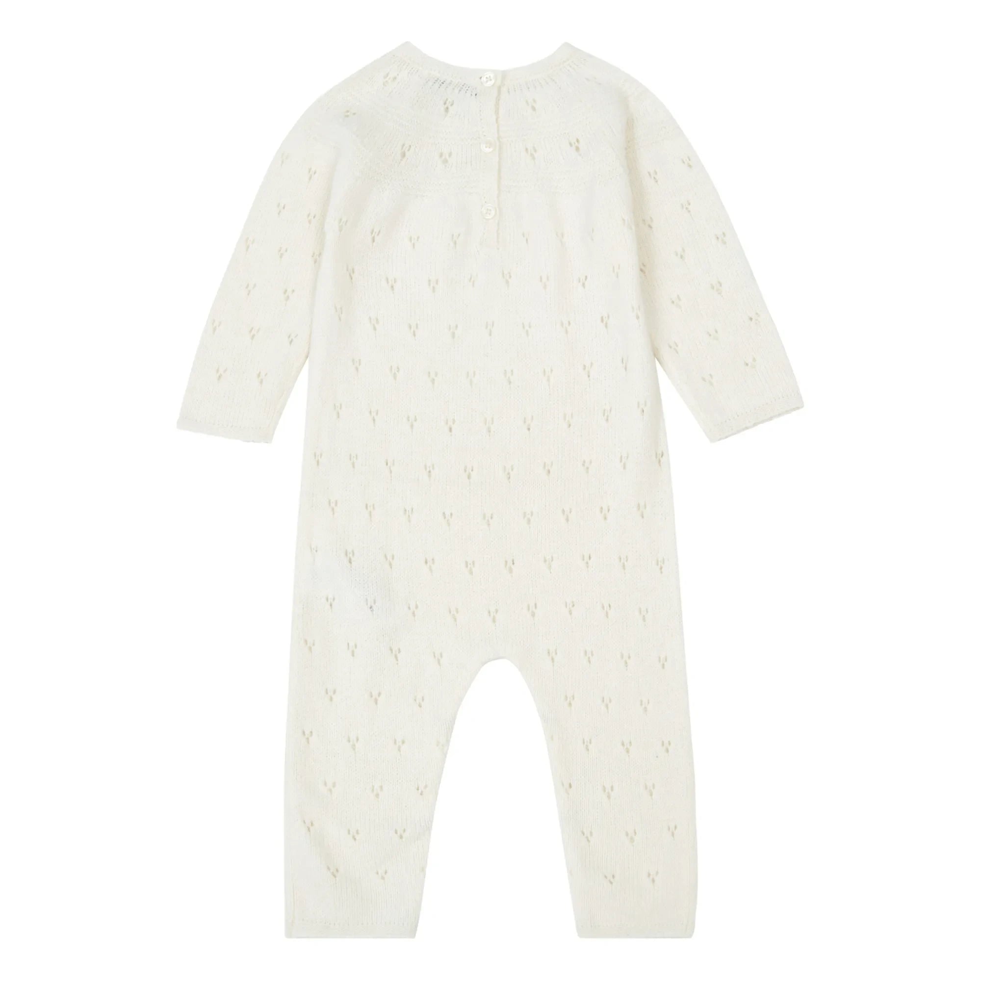 Bonton - Maman Merinos Yünlü Ajurlu Tulum | Ecru