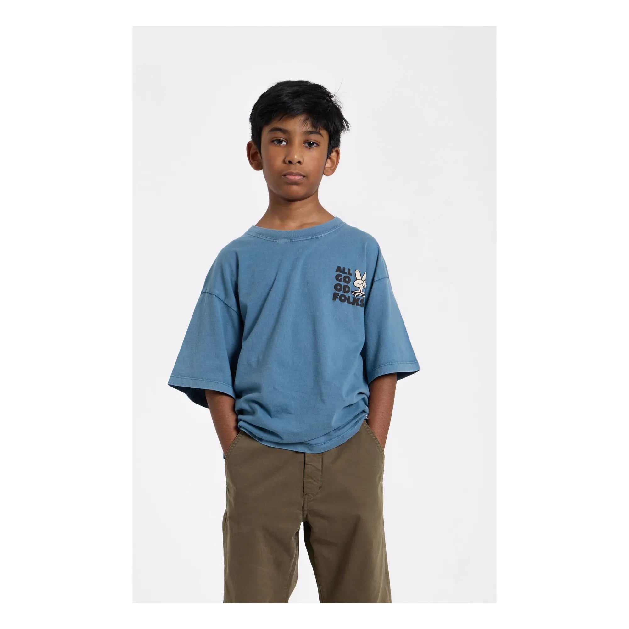 Hundred Pieces - Finn organik pamuklu T-shirt | Mavi