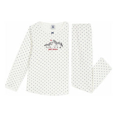 Petit Bateau - Zebra Puantiyeli Organik Pamuk Pijama | Beyaz