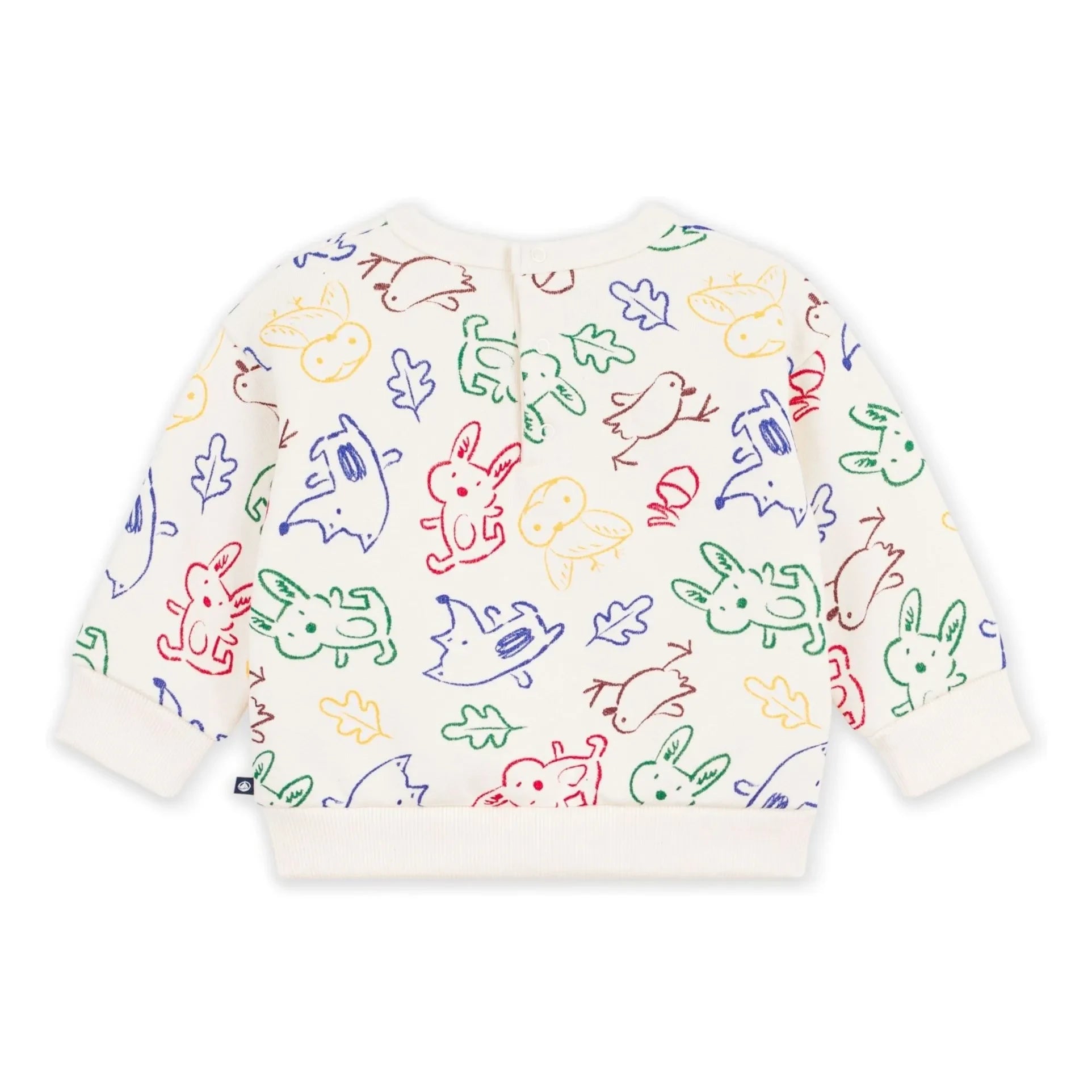 Petit Bateau - Sweat Animals Bebek Organik Pamuk | Ekru