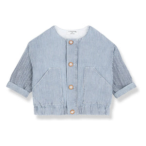 1+ in the family - Algaida Çizgili Denim Ceket Organik Pamuk | Açık Mavi