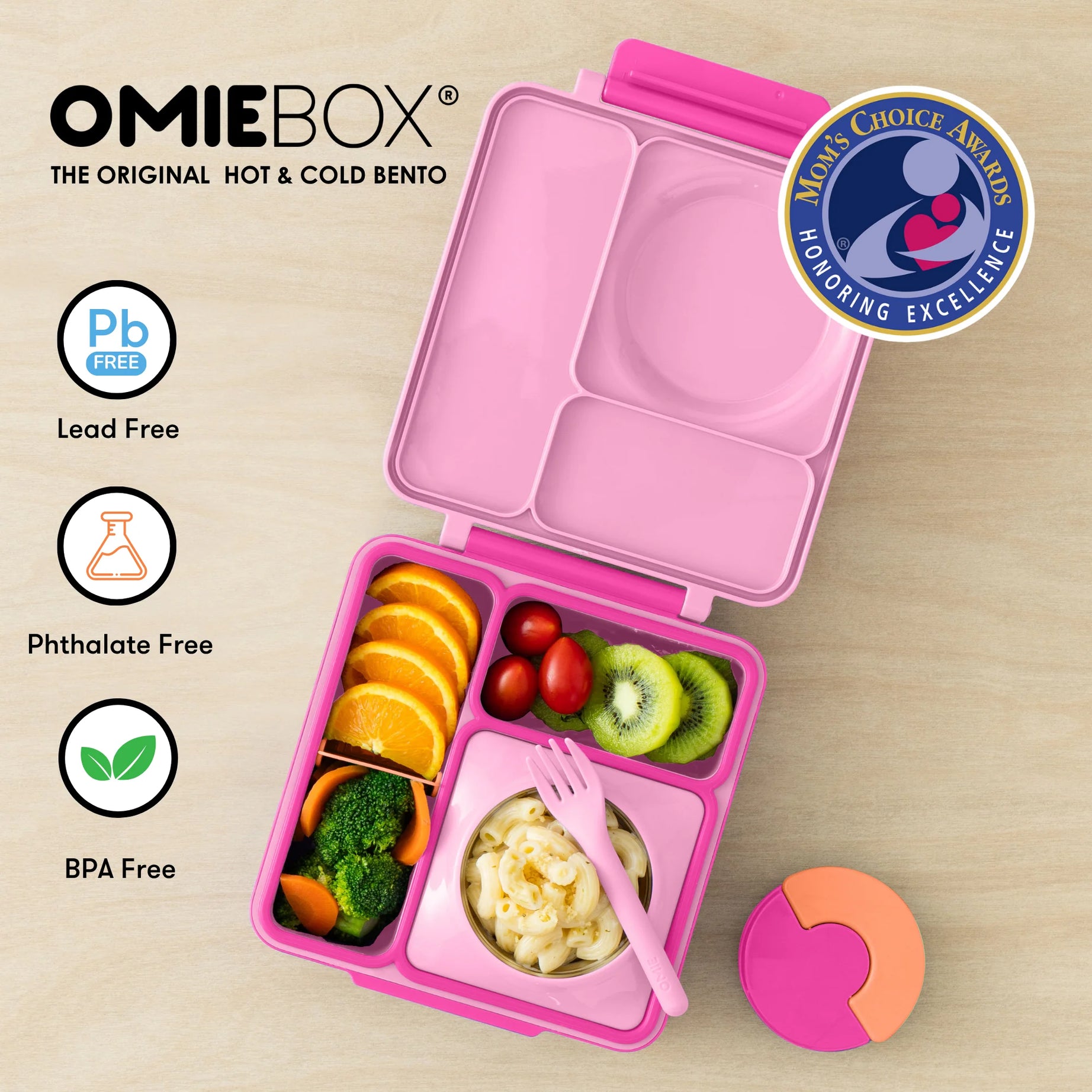 Omiebox - علبة طعام بينتو وردي الجنية مع عزل حراري