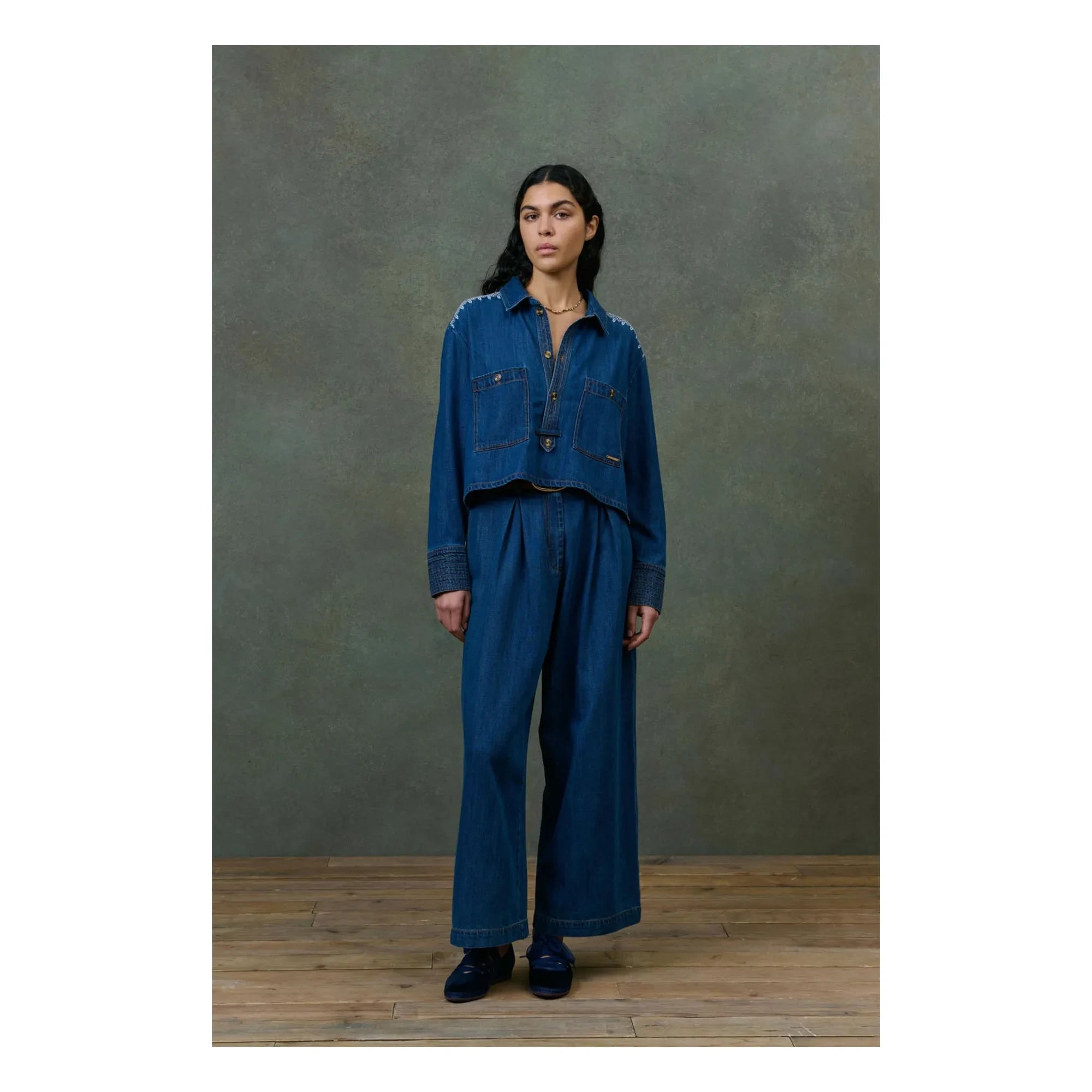 Louise Misha - Ylayana Denim gömlek - Kadın koleksiyonu | Mavi