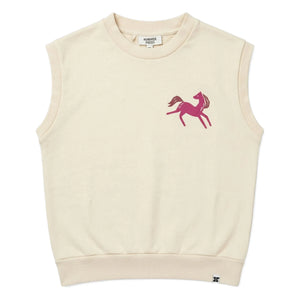 Hundred Pieces - Inaya Horse Organik Pamuk Kolsuz Sweatshirt | Krem