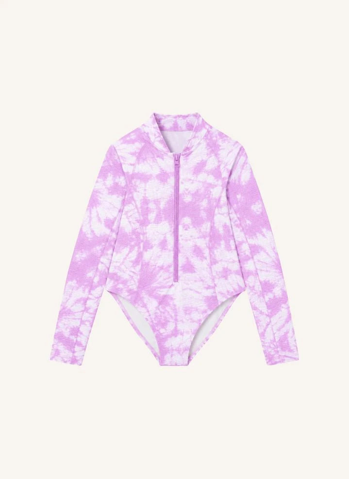 Lison Paris - Taha'a Batik Desenli UV Korumalı Mayo | Mürdüm