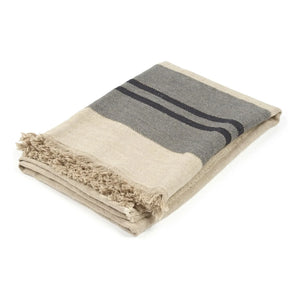 Libeco - Black House Stripe keten throw | Kömür