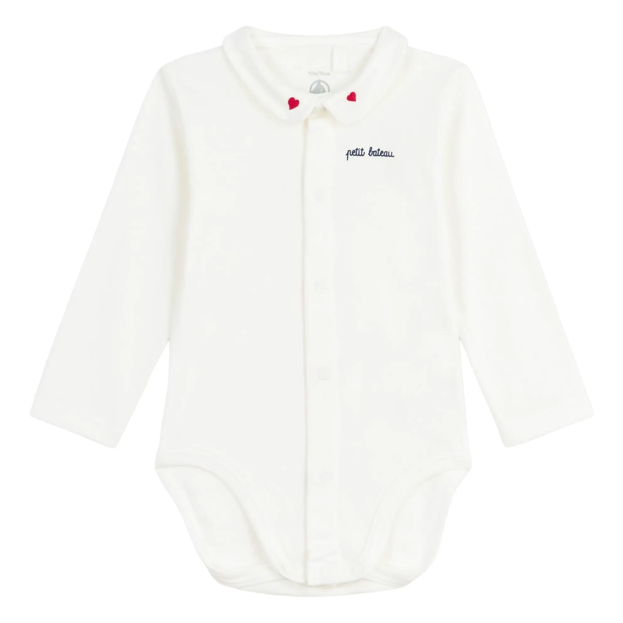 Petit Bateau - Organik Pamuk İşlemeli Yaka Body | Beyaz