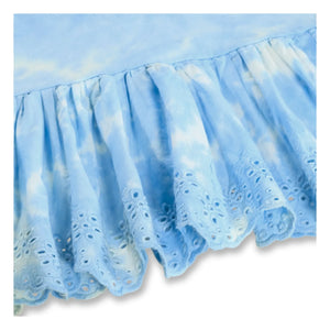 Molo - Rosa Tie and Dye organik pamuklu fırfırlı atlet | Açık Mavi