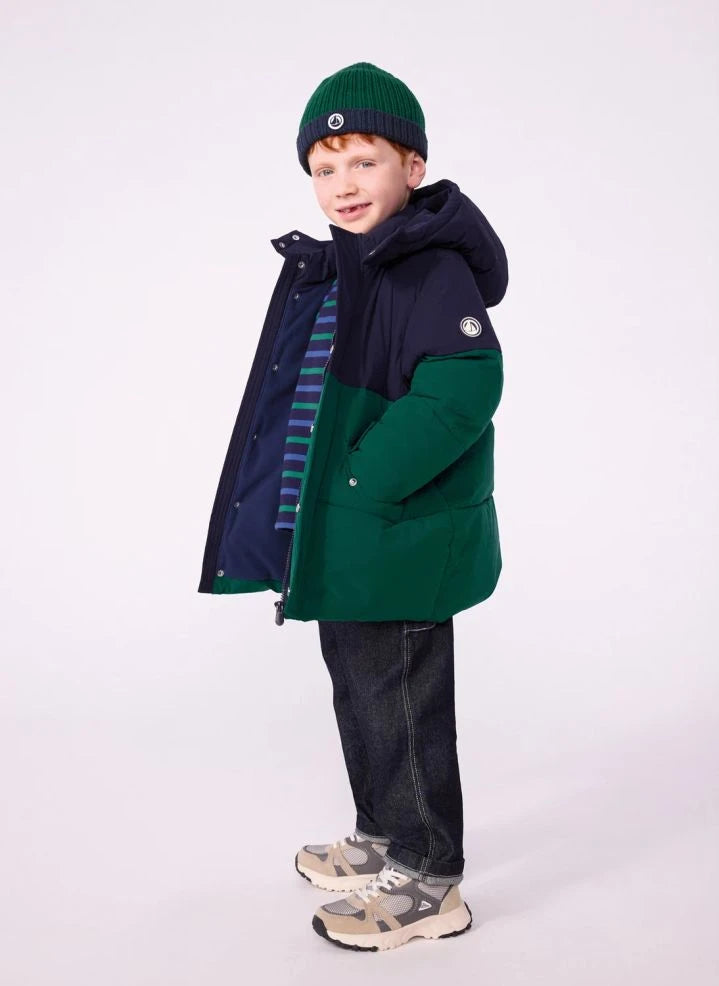 Petit Bateau - Renk bloklu şişme ceket | Yeşil