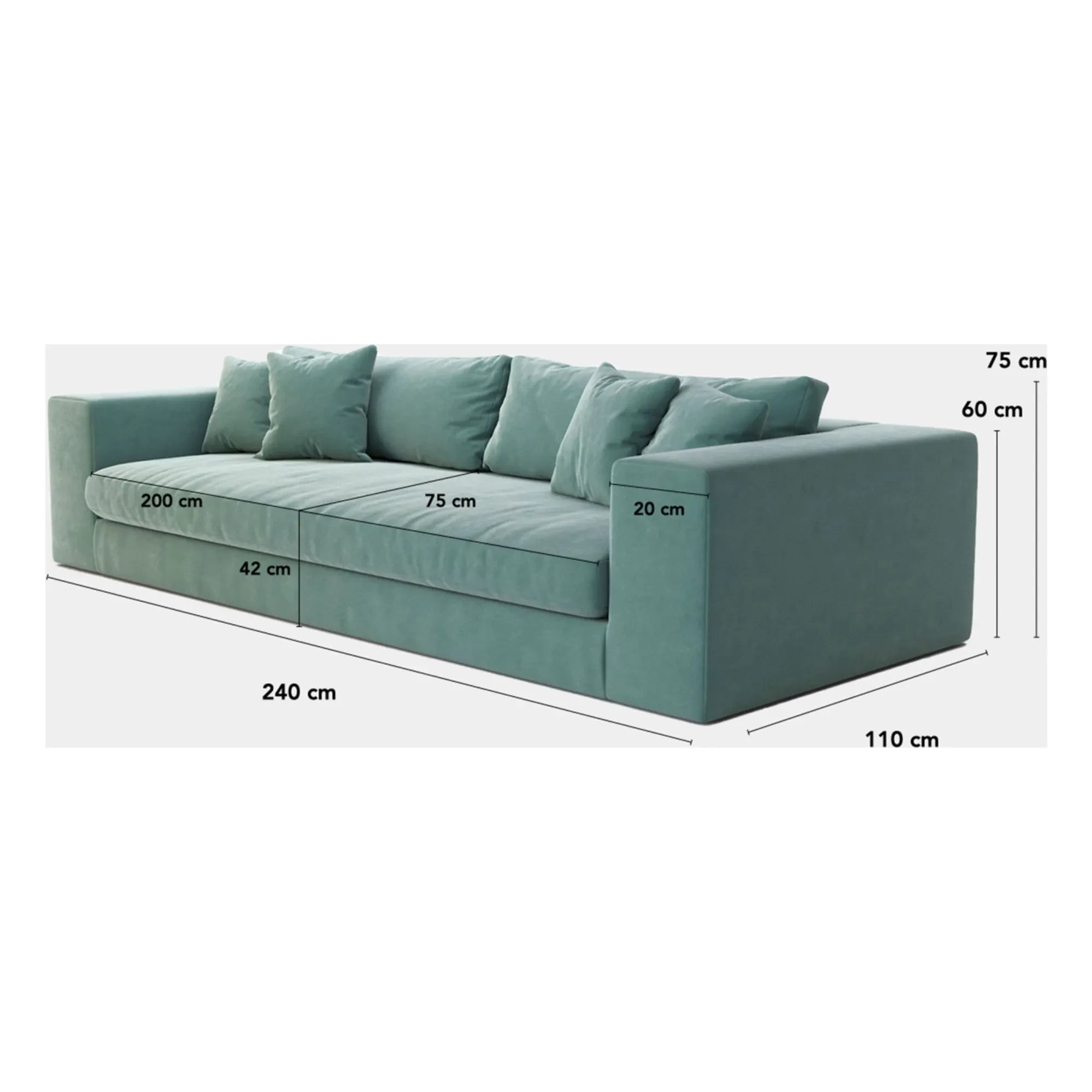 Panac Edition - Bellechasse açık 3 kişilik kanepe, ham kadife - 240 cm | Lacivert