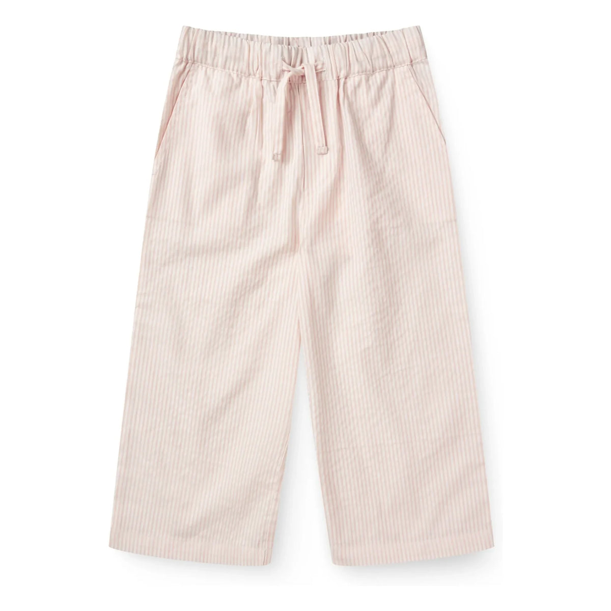 Copenhagen Colors - Organik Pamuklu Seersucker Çizgili Bağcıklı Pantolon | Soluk Pembe
