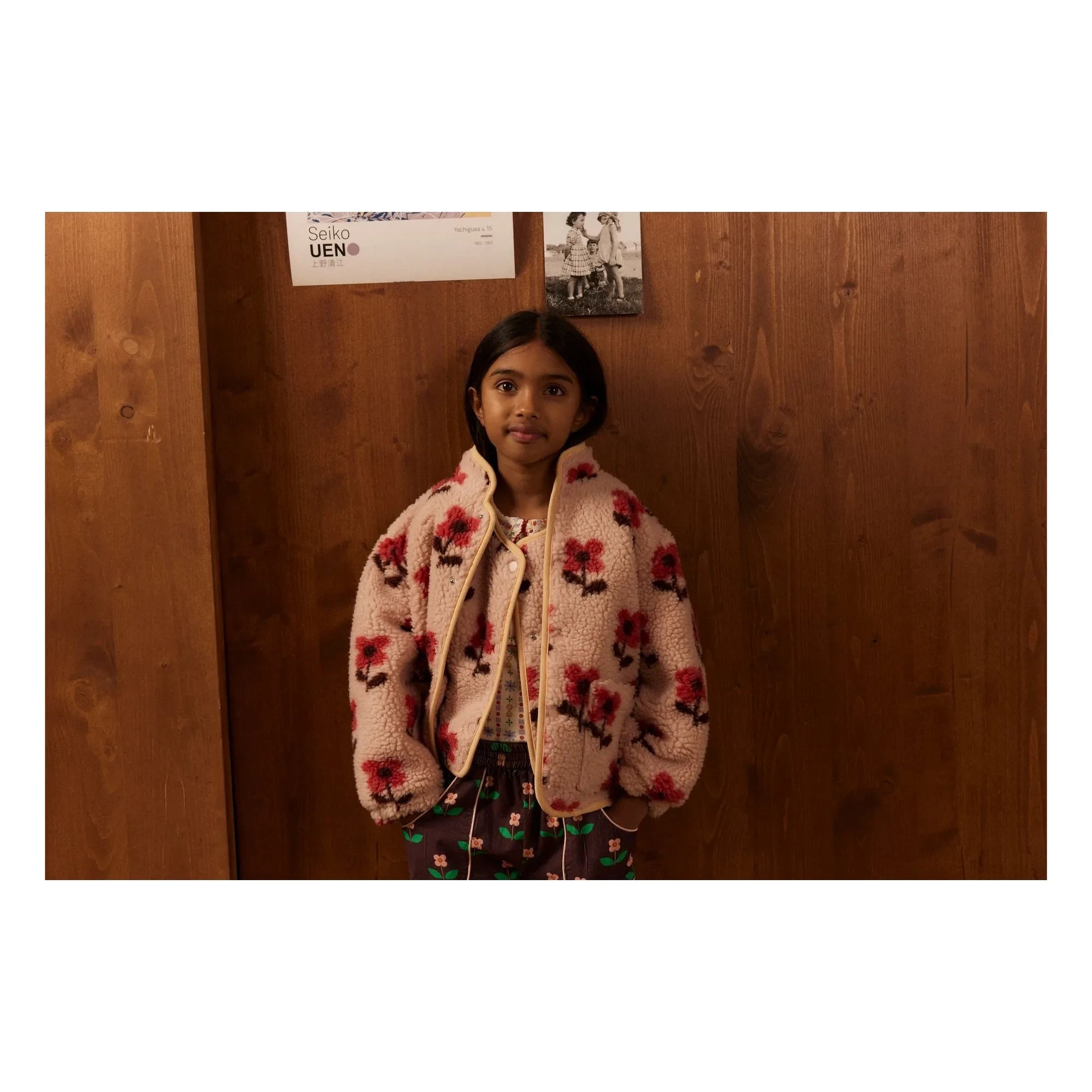 Hello Simone - Çiçek Desenli Sherpa Ayı Ceketi | Pembe