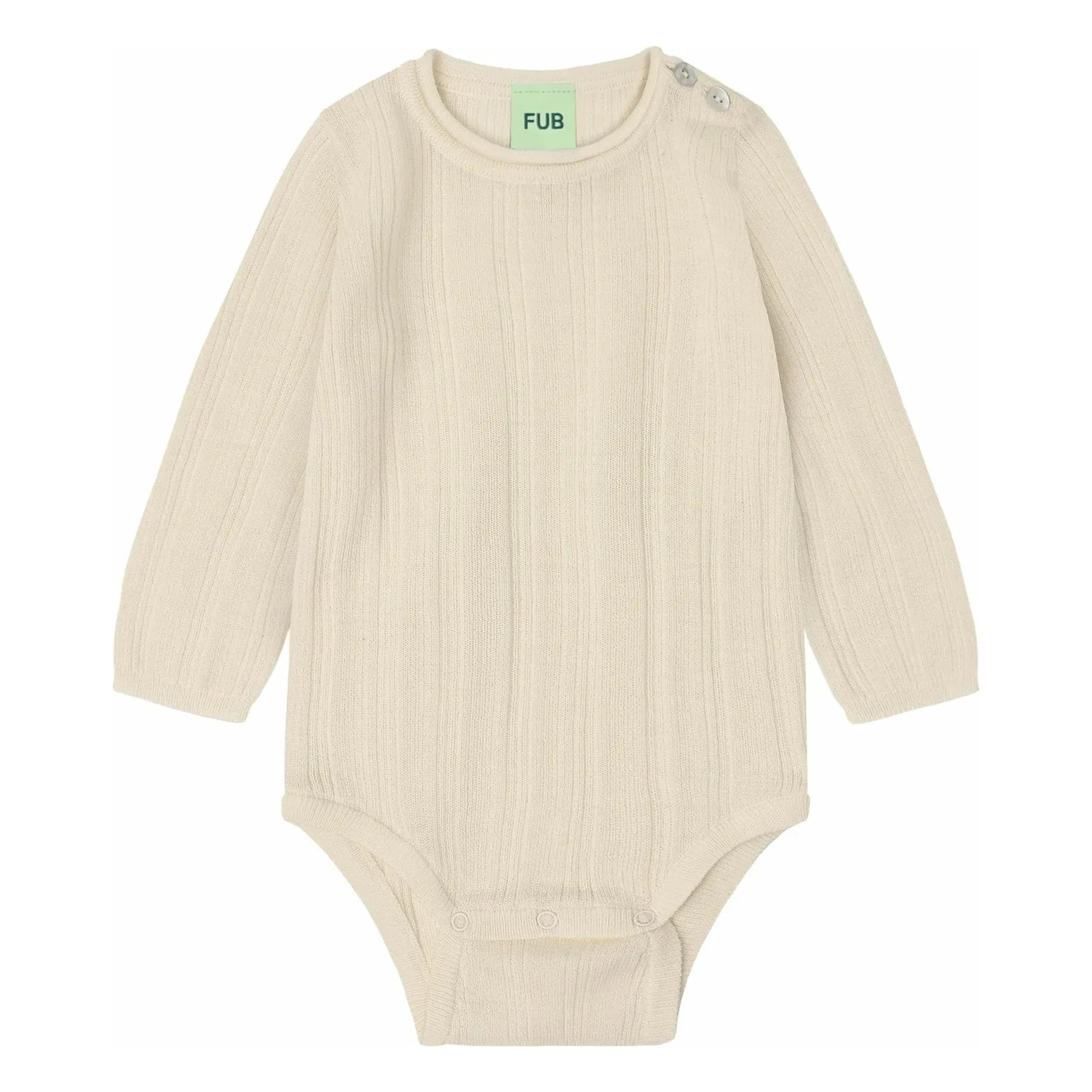 FUB - Merinos Yün Nervürlü Body | Ecru