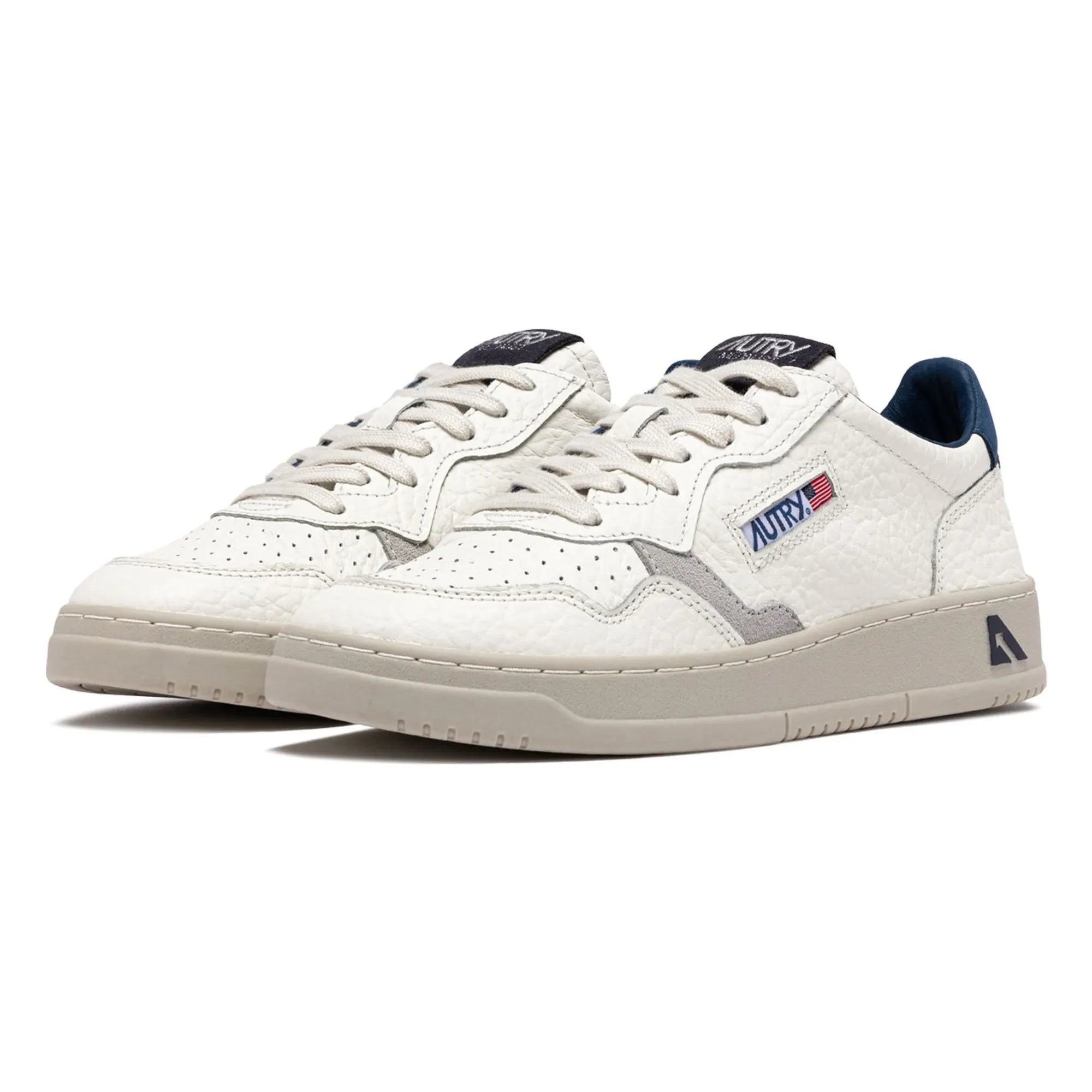 Autry - Medalist Düşük Dokulu Deri ve Süet Sneaker | Mavi