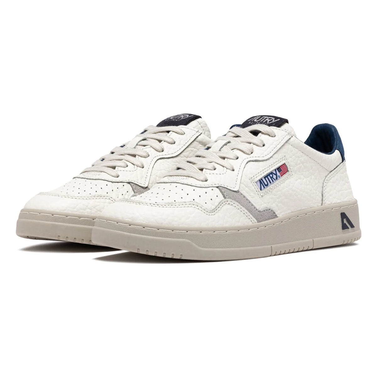 Autry - Medalist Düşük Dokulu Deri ve Süet Sneaker | Mavi