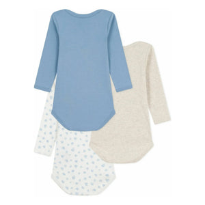 Petit Bateau - 3'lü Organik Pamuk Kalp Body Seti | Mavi