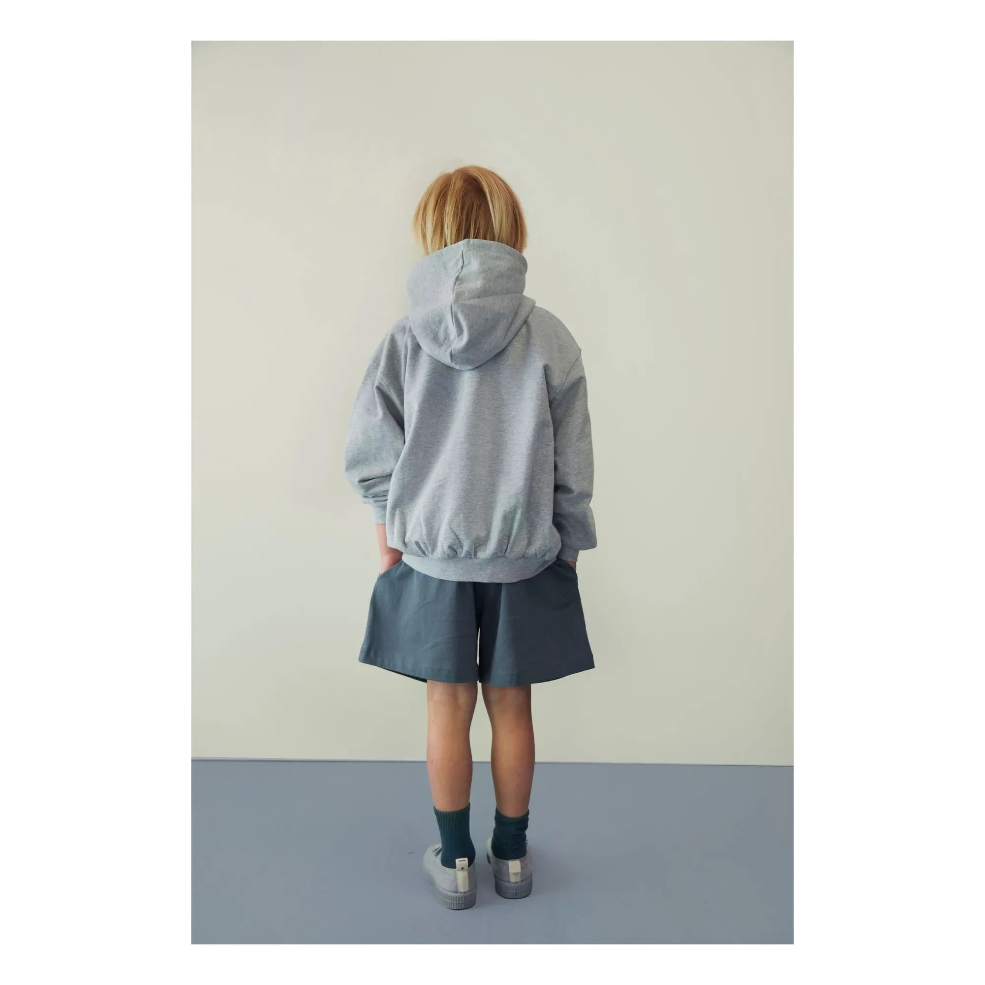 Gray Label - Organik pamuk fermuarlı sweatshirt | Gri melanj