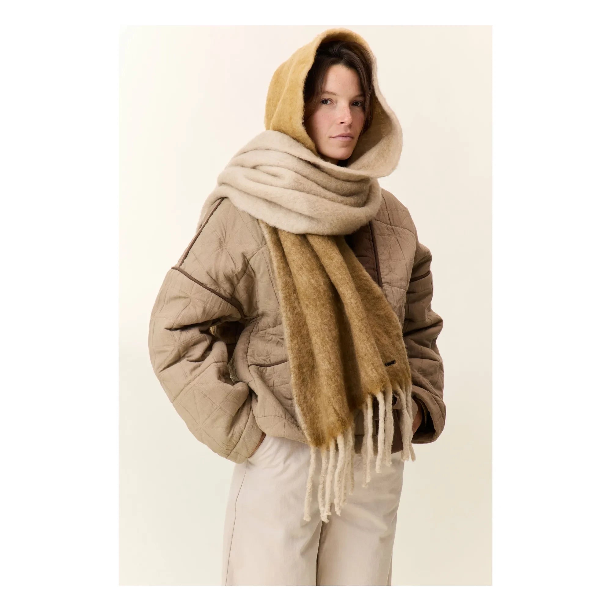 Leon & Harper - Elton Çizgili Şal | Camel