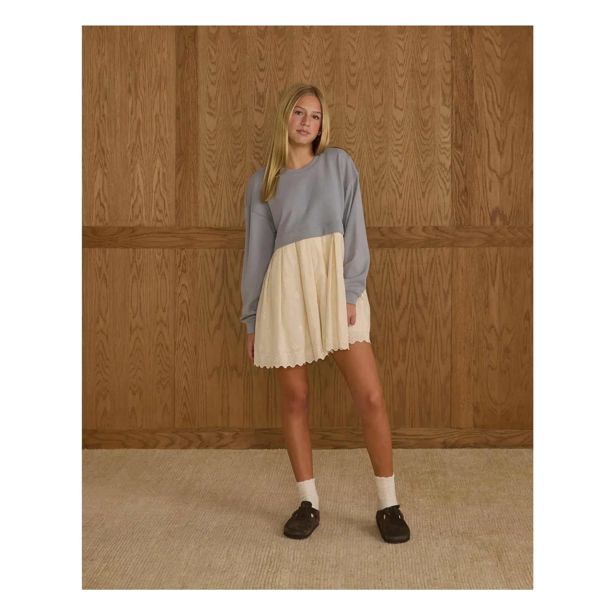 Rylee + Cru - Sweat elbise | Gri mavi