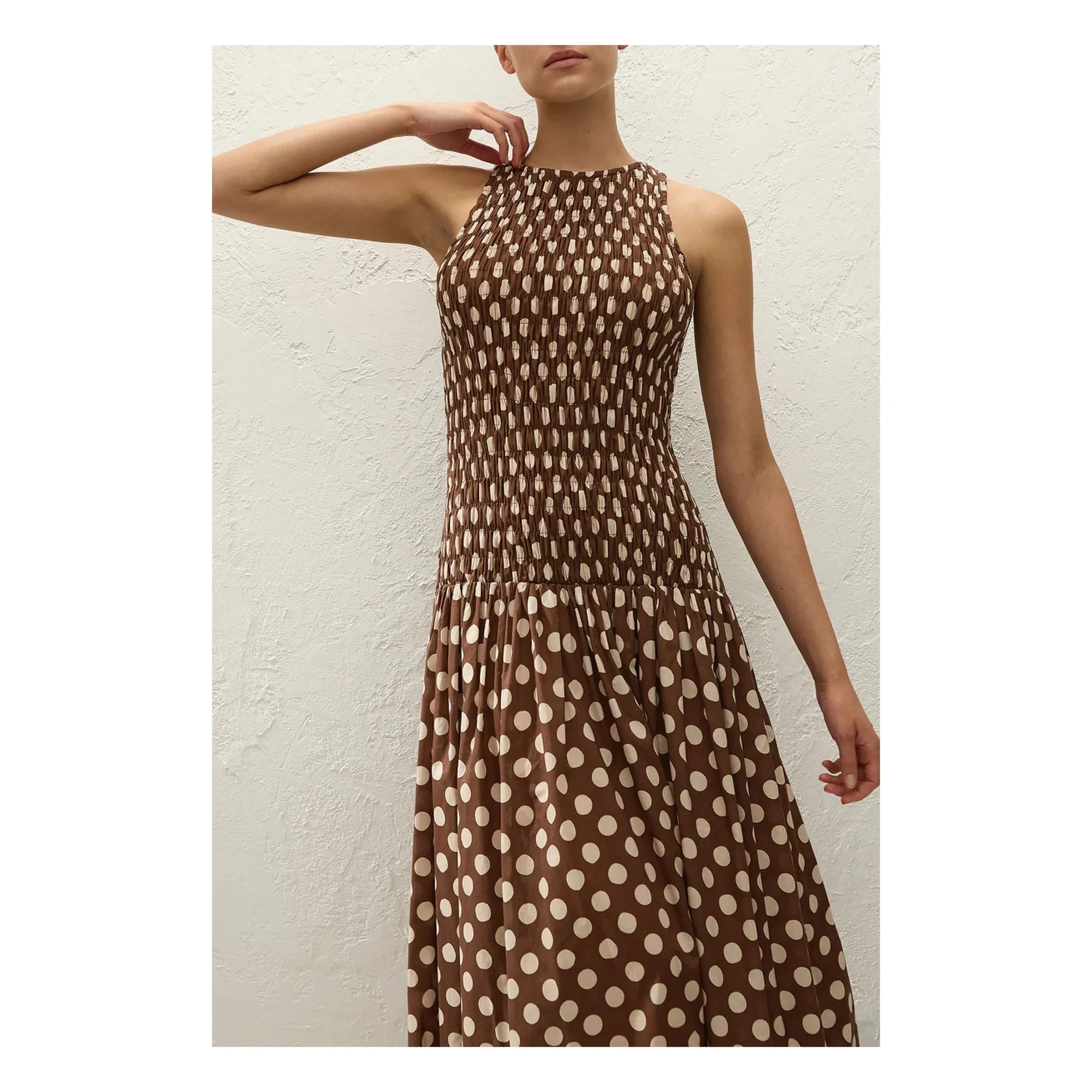 Faithfull the Brand - Luisa Pamuk Puantiyeli Elbise | Chocolate